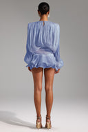 Dekia Long Sleeves Hollow Out Flounce Mini Dress