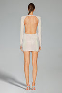 Ella Long Sleeves Flowers Hollow Backless Diamond Mini Dress