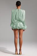 Dekia Long Sleeves Hollow Out Flounce Mini Dress