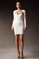 Una Long Sleeves Hollow Out Diamond Mini Dress