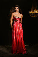 Nikalia Lace Strapless High Slit Maxi Dress