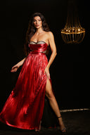 Nikalia Lace Strapless High Slit Maxi Dress