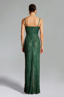 Megan Flr Cut Out Twist Slit Maxi Dress - Green