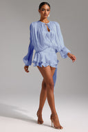 Dekia Long Sleeves Hollow Out Flounce Mini Dress