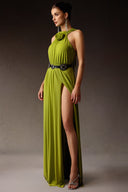 Naleza Sleeveless Flowers Slit Maxi Dress