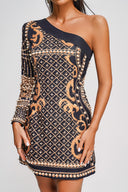 Daya Tek Omuzlu İnci Mini Elbise