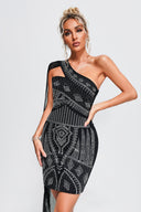 Vafa One Shoulder Crystal Mini Bandage Dress