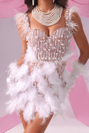 Deloris Pearl Feather Mini Dress