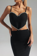 Phoebe Heart Diamond Embellished Midi Bandage Dress