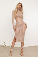 Elizabeth Diamante Mesh Set - Beige
