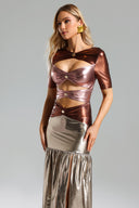 Kaci Metallic Cut Out Maxi Dress