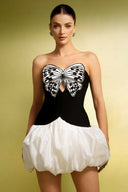 Kusa Sleeveless Bow Diamond Bandage Mini Dress
