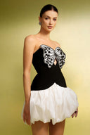 Kusa Sleeveless Bow Diamond Bandage Mini Dress