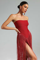Valentina Strapless Fringe Dress