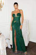 Megan Flr Cut Out Twist Slit Maxi Dress - Green