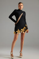 Grinin Cut Out Flrs Bandage Mini Dress