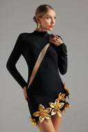 Grinin Cut Out Flrs Bandage Mini Dress