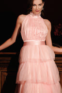Odelia Sleeveless Bow Puffy Maxi Dress