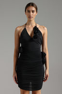 Vilina Halter V-neck Flowers Mini Dress