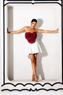 Neela Flower Strapless Waist Mini Dress