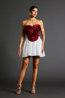 Neela Flower Strapless Waist Mini Dress