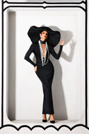 Gabriella Pearl Long Sleeves Slim Bandage Maxi Dress