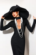 Gabriella Pearl Long Sleeves Slim Bandage Maxi Dress