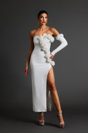 Jennifer One Shoulder Flowers Maxi Dress