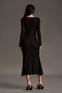 Mia Long Sleeves Lace Fur Maxi Dress