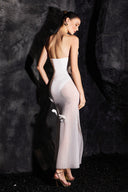 Kosala Flrs Strapless High Slit Maxi Dress