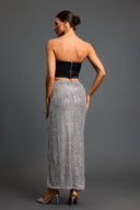 Kaci Flrs Sequin High Slit Maxi Skirt