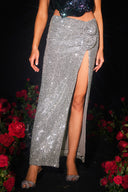 Kaci Flrs Sequin High Slit Maxi Skirt