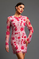 Locava Long Sleeves Netting Mini Dress