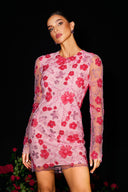 Locava Long Sleeves Netting Mini Dress