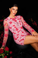 Locava Long Sleeves Netting Mini Dress