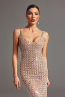 Riza Sleeveless Diamond Midi Dress