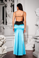 Daphne Lace Cut Out Backless Maxi Dress - Blue