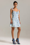 Olivia Flowers Halter Denim Mini Dress