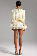 Dekia Uzun Kollu, Delikli, Fırfırlı Mini Elbise 