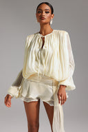 Dekia Uzun Kollu, Delikli, Fırfırlı Mini Elbise 