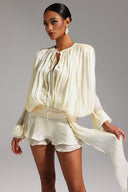 Dekia Uzun Kollu, Delikli, Fırfırlı Mini Elbise 