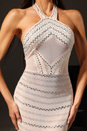 Lape Halterneck Diamond Mesh Mini Dress