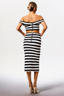 Martha Off-the-Shoulder Hollow Out Slit Bandage Midi Two-Piece Set