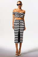 Martha Off-the-Shoulder Hollow Out Slit Bandage Midi Two-Piece Set