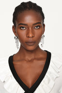 Kianala Metal Tassel Diamond Pearl Earrings