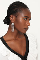 Kianala Metal Tassel Diamond Pearl Earrings