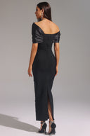 Palez Sleeveless One Shoulder Diamond Bow Bandage Maxi Dress