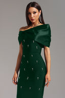 Palez Sleeveless One Shoulder Diamond Bow Bandage Maxi Dress