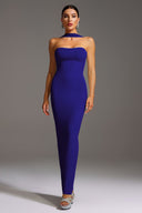 Rosee Sleeveless Bandage Blue Maxi Dress