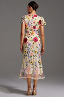 Naya Short Sleeve Round Neck Flrs Fishtail Maxi Dress